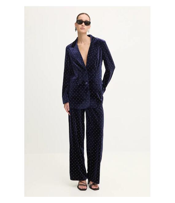 Βελούδινο παντελόνι Never Fully Dressed Arden Trousers χρώμα: ναυτικό μπλε, NFDTR382
