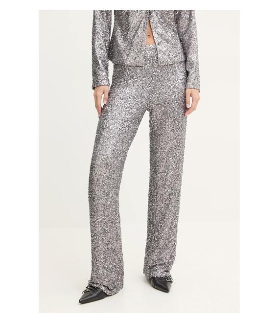 Παντελόνι Never Fully Dressed Gunmeal Sequin Freddie Trousers χρώμα: ασημί, NFDTR356