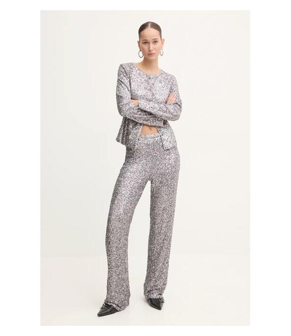 Παντελόνι Never Fully Dressed Gunmeal Sequin Freddie Trousers χρώμα: ασημί, NFDTR356