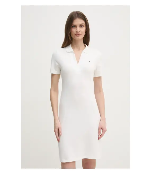 Φόρεμα Tommy Hilfiger χρώμα: άσπρο, WW0WW42567
