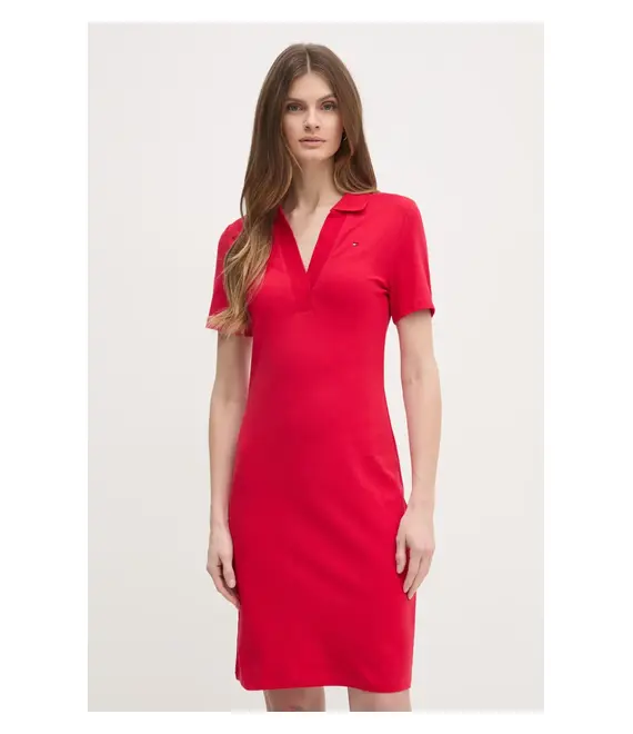 Φόρεμα Tommy Hilfiger χρώμα: κόκκινο, WW0WW42567