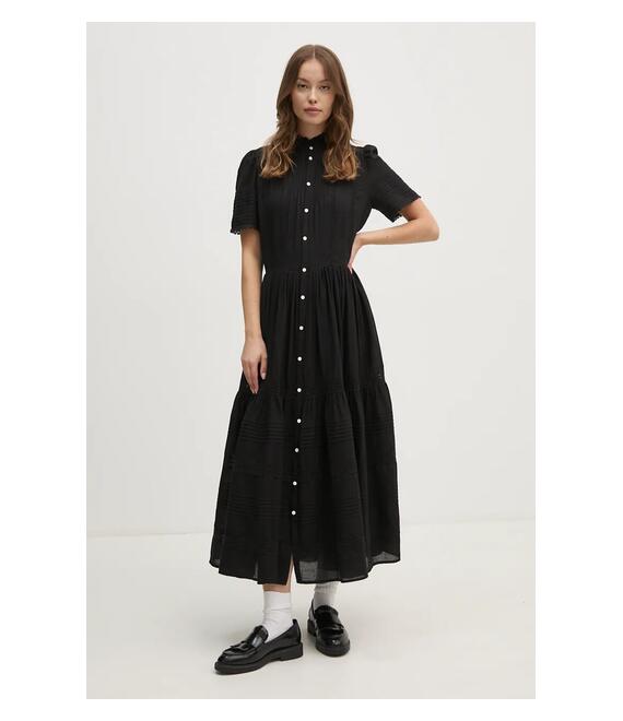 Βαμβακερό φόρεμα Polo Ralph Lauren χρώμα: μαύρο, 211941464