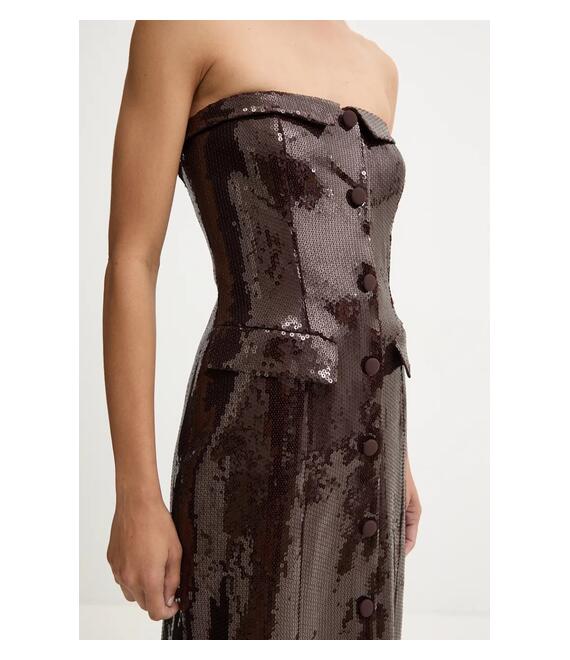 Φόρεμα Rotate Slim Midi Dress χρώμα: καφέ, 1127532910