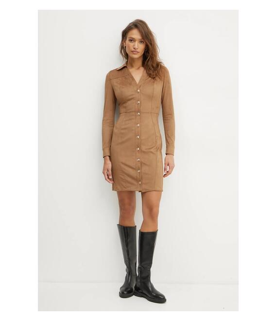 Φόρεμα Marciano Guess INGRID χρώμα: καφέ, 4BGK23 7184A