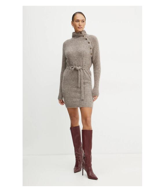 Μάλλινο φόρεμα Marciano Guess THAIANE χρώμα: μπεζ, 4BGK88 5794Z