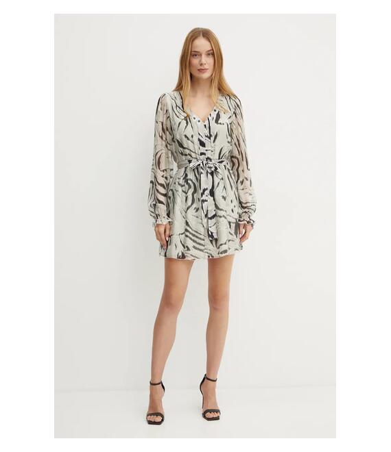 Φόρεμα από συνδιασμό μεταξιού Guess MARCELLE χρώμα: γκρι, W4BK41 WE550