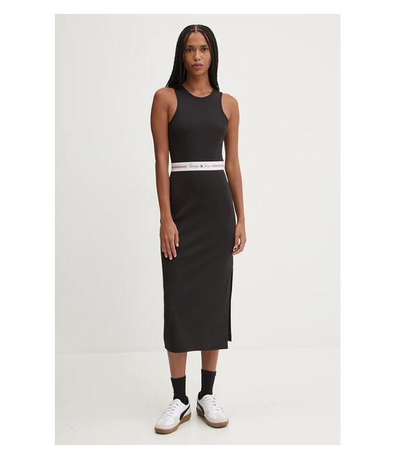 Φόρεμα Tommy Jeans χρώμα: μαύρο, DW0DW18724