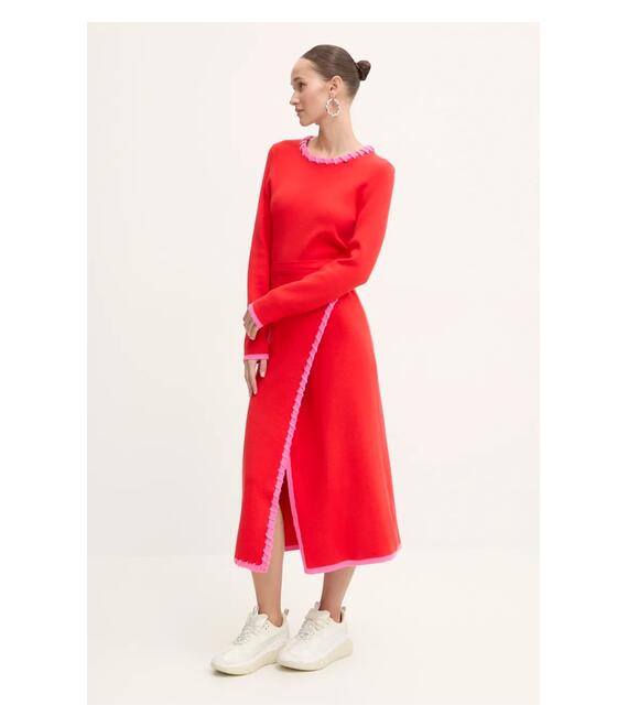 Φόρεμα Never Fully Dressed Sydney Wrap Dress χρώμα: κόκκινο, NFDKN533
