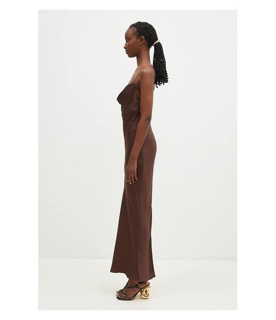 Φόρεμα Rotate Lace Midi Slip χρώμα: καφέ, 1127022910