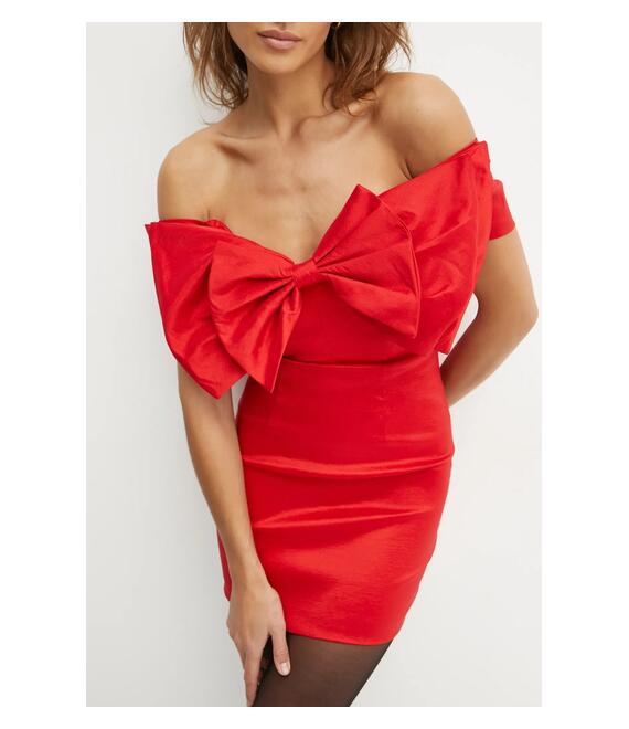 Φόρεμα Bardot MINI BOW DRESS χρώμα: κόκκινο, 54327DB2