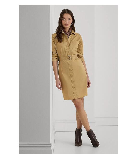 Φόρεμα από λινό μείγμα Lauren Ralph Lauren χρώμα: μπεζ, 200940277