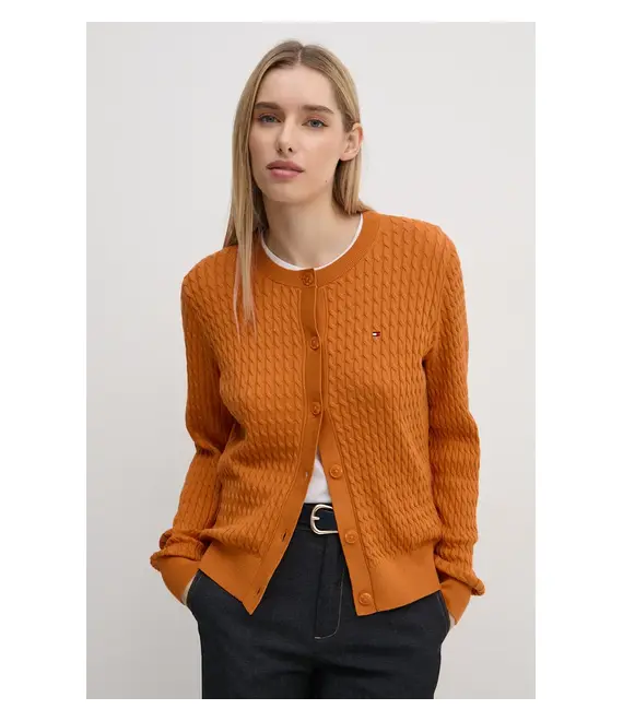 Βαμβακερή ζακέτα Tommy Hilfiger χρώμα: μαύρο, WW0WW43329
