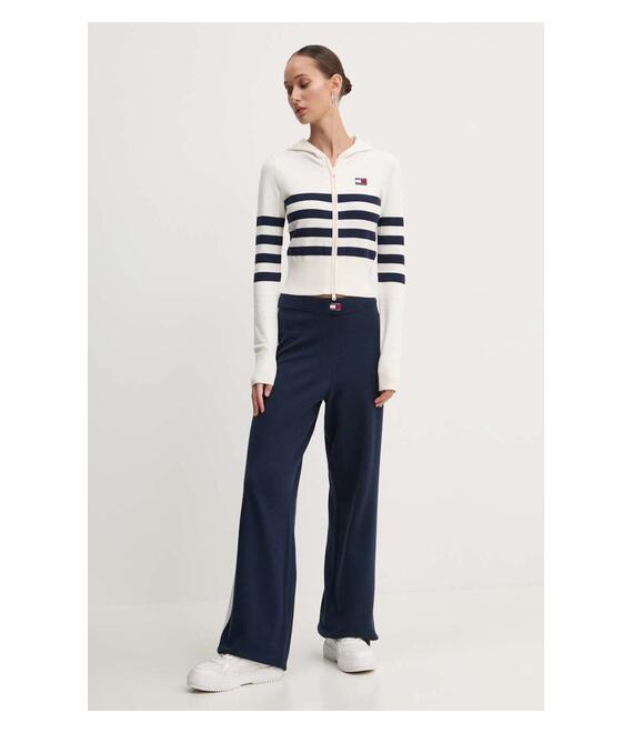 Πλεκτή ζακέτα Tommy Jeans χρώμα: μπεζ, DW0DW18524