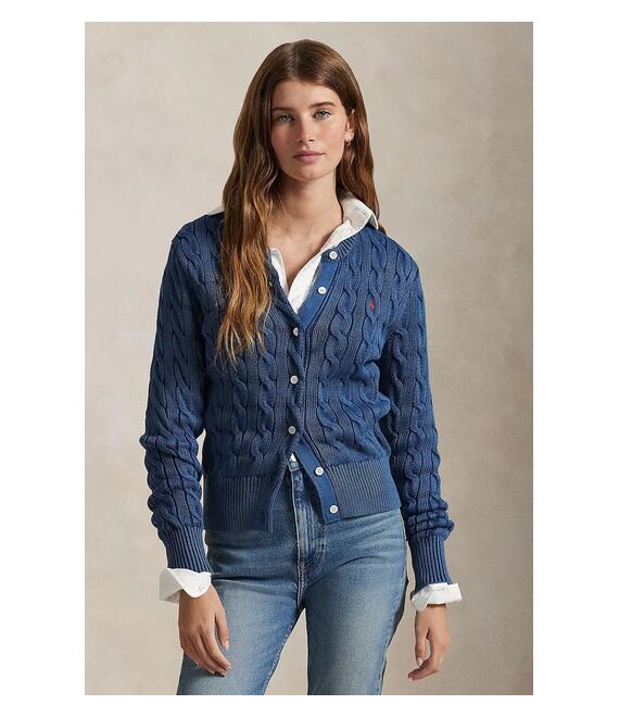 Βαμβακερή ζακέτα Polo Ralph Lauren χρώμα: μοβ, 211955325