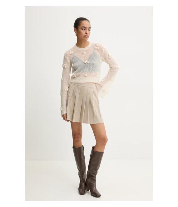Μάλλινο πουλόβερ Rotate Light Knit Ls Sweater γυναικείο, χρώμα: μπεζ, 112999857