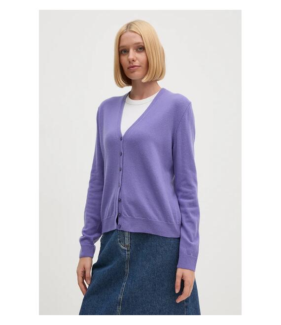 Μάλλινη ζακέτα United Colors of Benetton χρώμα: μοβ, 1002D6879