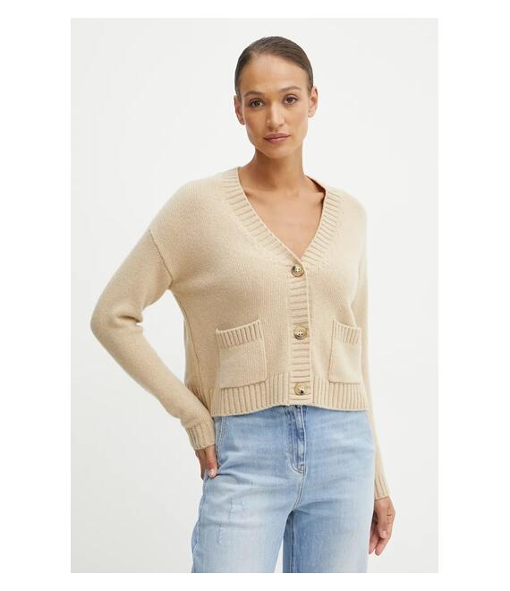 Μάλλινη ζακέτα Weekend Max Mara χρώμα: μπεζ, 2425346042600