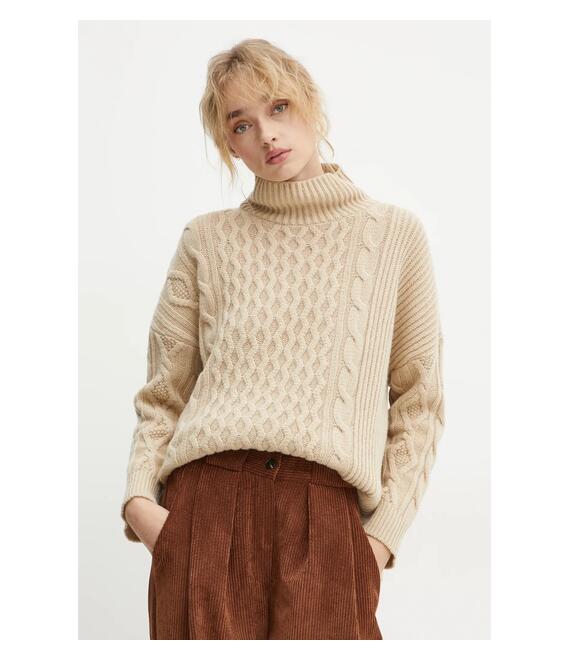 Μάλλινο πουλόβερ Weekend Max Mara γυναικείο, χρώμα: μπεζ, 2425366192600