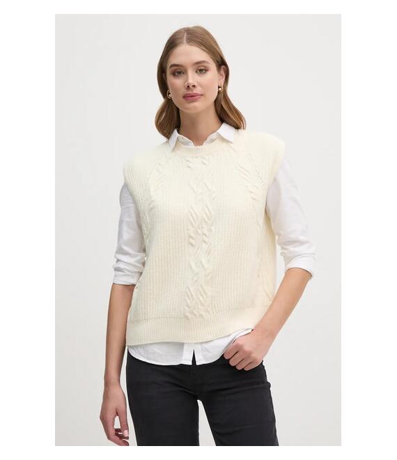 Μάλλινο γιλέκο United Colors of Benetton χρώμα: μπεζ, 1344D10C9