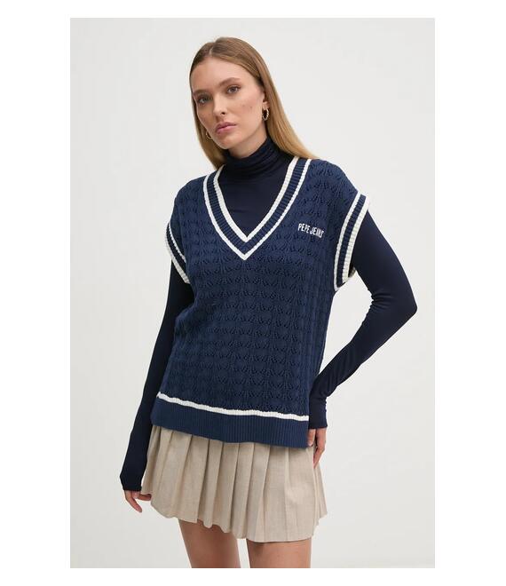 Βαμβακερό γιλέκο Pepe Jeans IVA VEST χρώμα: ναυτικό μπλε, PL702167