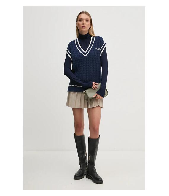 Βαμβακερό γιλέκο Pepe Jeans IVA VEST χρώμα: ναυτικό μπλε, PL702167