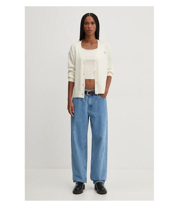 Ζακέτα από μίγμα μαλλιού Guess Jeans χρώμα: μπεζ, W4BR16 Z3HO2