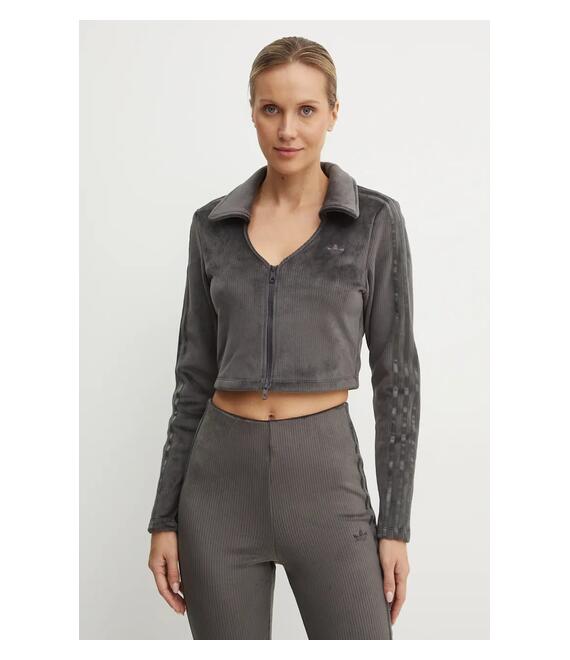 Μπλούζα adidas Originals Femme Galore Rib Cardigan χρώμα: γκρι, JN3019