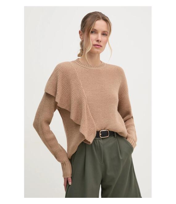 Πουλόβερ Sisley χρώμα: μπεζ, 138YM105F