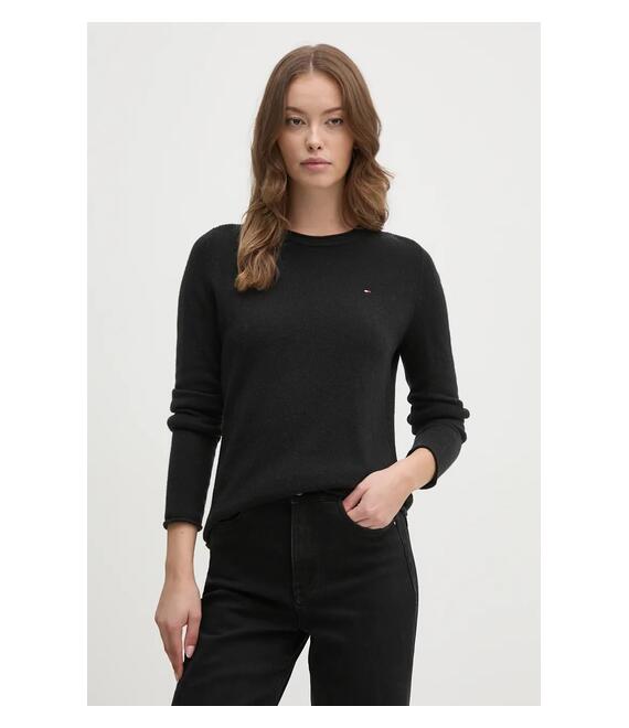 Πουλόβερ Tommy Hilfiger χρώμα: μαύρο, WW0WW44161