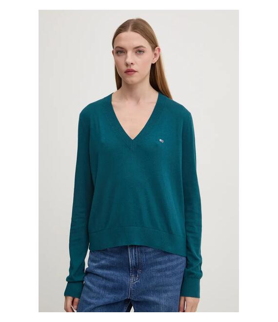 Πουλόβερ Tommy Jeans χρώμα: πράσινο, DW0DW18670