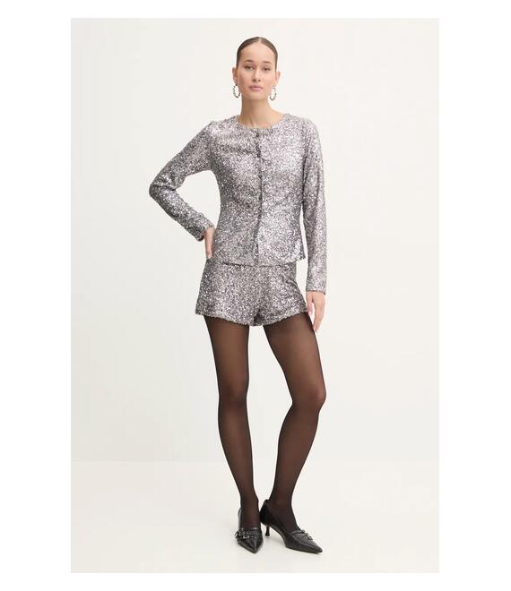 Πουκάμισο Never Fully Dressed Gunmetal Alexa Sequin Cardigan χρώμα: ασημί, NFDTO1583