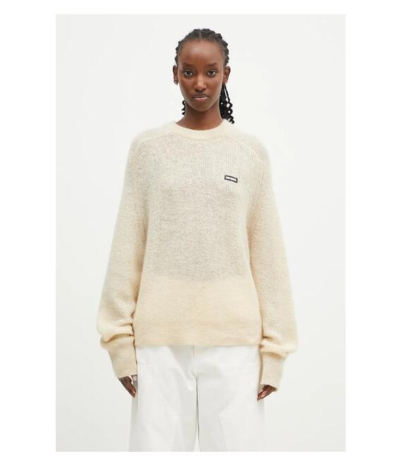 Μάλλινο πουλόβερ Rotate Light Knit Logo γυναικείο, χρώμα: μπεζ, 1128671876