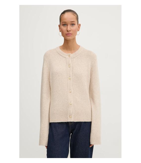 Ζακέτα από μίγμα μαλλιού Abercrombie & Fitch χρώμα: μπεζ, KI150-4429