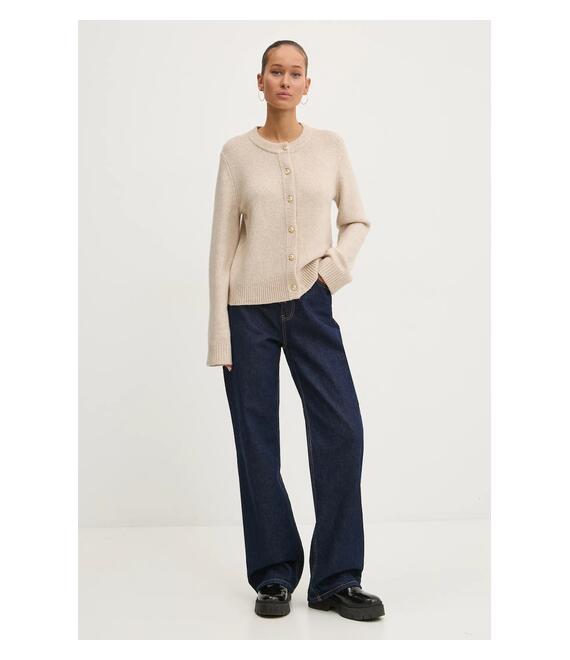 Ζακέτα από μίγμα μαλλιού Abercrombie & Fitch χρώμα: μπεζ, KI150-4429