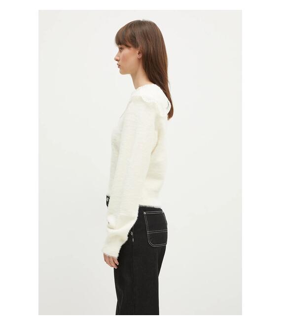 Πουλόβερ Rotate Lace Collar Knit χρώμα: μπεζ, 113212269