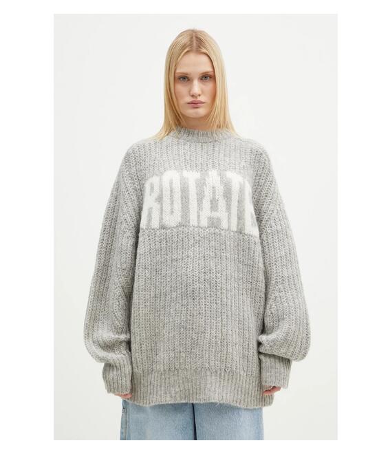 Μάλλινο πουλόβερ Rotate Knitted Logo γυναικείο, χρώμα: γκρι, 1137491789