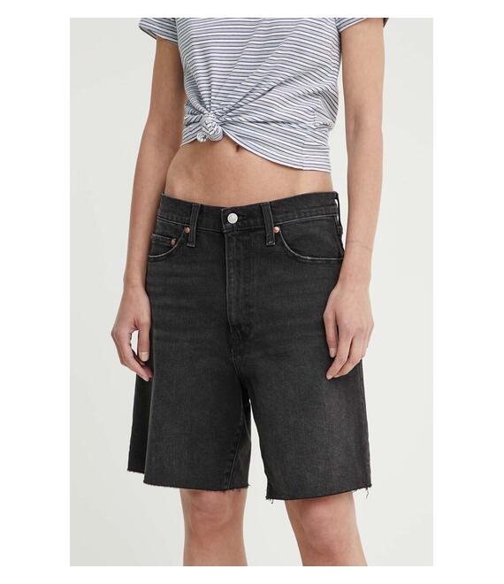 Τζιν σορτς Levi's BERMUDA SHORT χρώμα: μαύρο, A8720