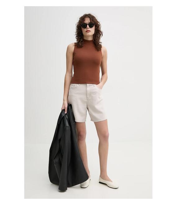 Τζιν σορτς Levi's HIGH BAGGY SHORT χρώμα: μπεζ, A9311