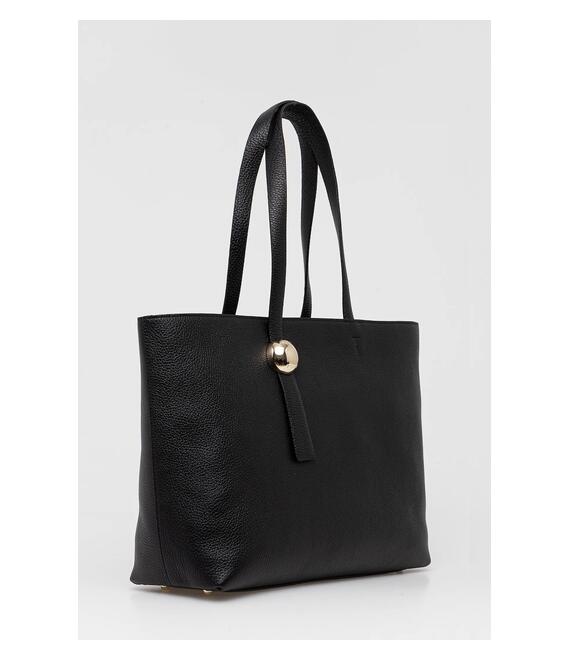 Δερμάτινη τσάντα Furla χρώμα: μαύρο, WB01353 HSF000 O6000
