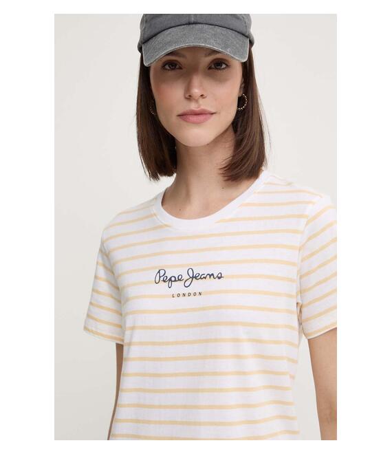 Βαμβακερό μπλουζάκι Pepe Jeans ELBA γυναικείο, χρώμα: κίτρινο, PL505876