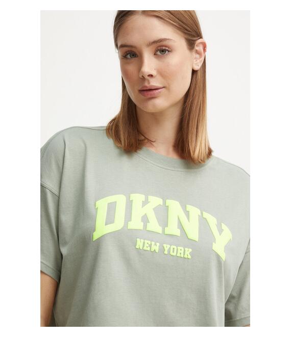 Βαμβακερό μπλουζάκι Dkny γυναικείο, χρώμα: πράσινο, DP4T9945