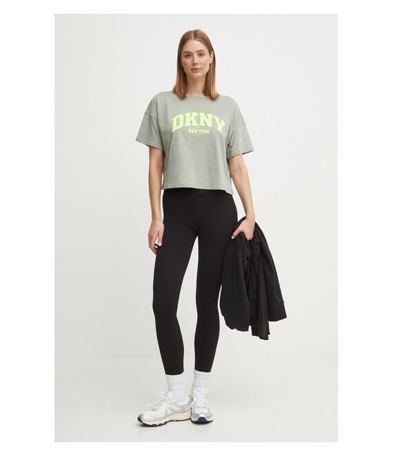 Βαμβακερό μπλουζάκι Dkny γυναικείο, χρώμα: πράσινο, DP4T9945