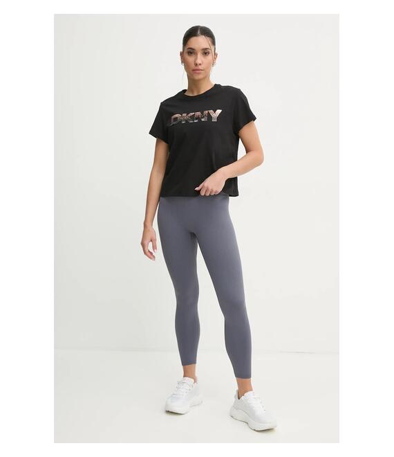 Βαμβακερό μπλουζάκι Dkny γυναικείο, χρώμα: μαύρο, DP4T1035