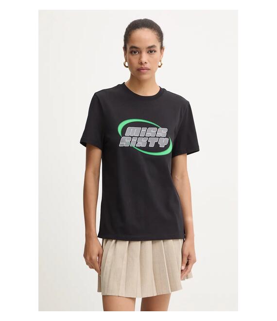 T-shirt από μείγμα μεταξιού Miss Sixty χρώμα: μαύρο, 6L3SJ4870000