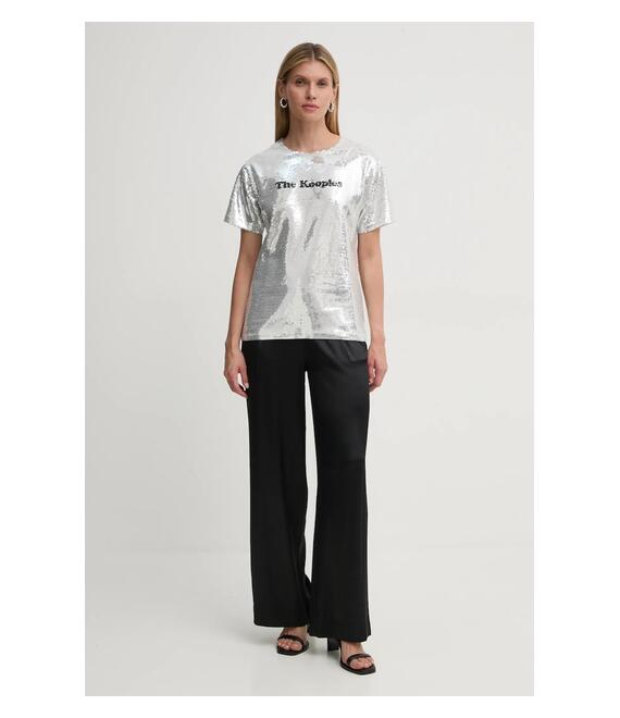 Μπλουζάκι The Kooples χρώμα: ασημί, FTSC29036K