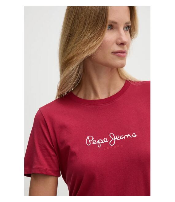 Βαμβακερό μπλουζάκι Pepe Jeans FIORE γυναικείο, χρώμα: κόκκινο, PL505951