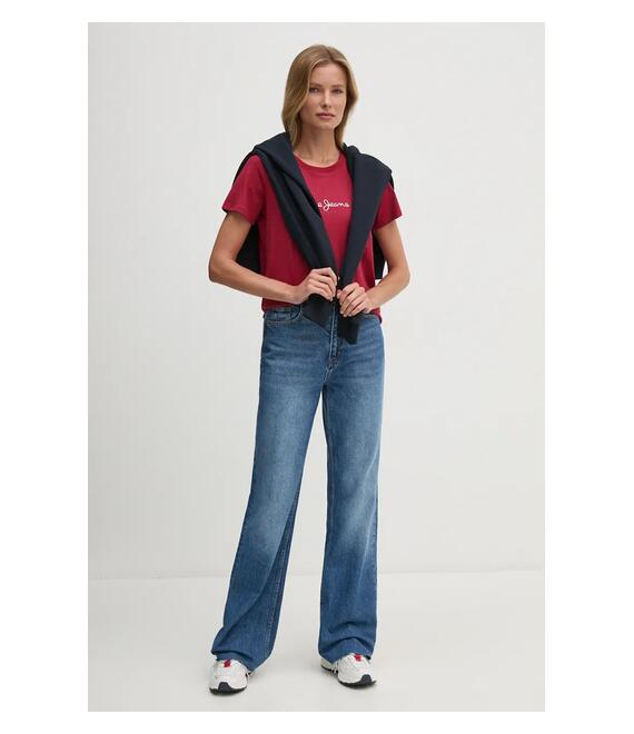 Βαμβακερό μπλουζάκι Pepe Jeans FIORE γυναικείο, χρώμα: κόκκινο, PL505951