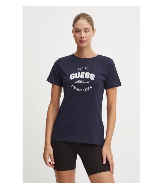 Βαμβακερό μπλουζάκι Guess RAQUELLE γυναικείο, χρώμα: ναυτικό μπλε, V4BI17 K8FQ4
