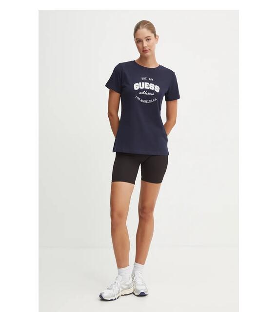 Βαμβακερό μπλουζάκι Guess RAQUELLE γυναικείο, χρώμα: ναυτικό μπλε, V4BI17 K8FQ4