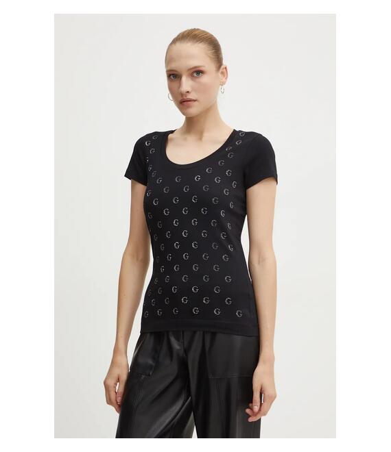 Μπλουζάκι Guess EMBELLISH χρώμα: μαύρο, W4BI68 J1314